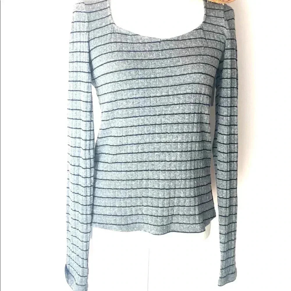 PST gray striped top XL